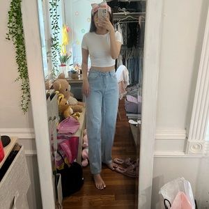 high waisted straight leg jeans